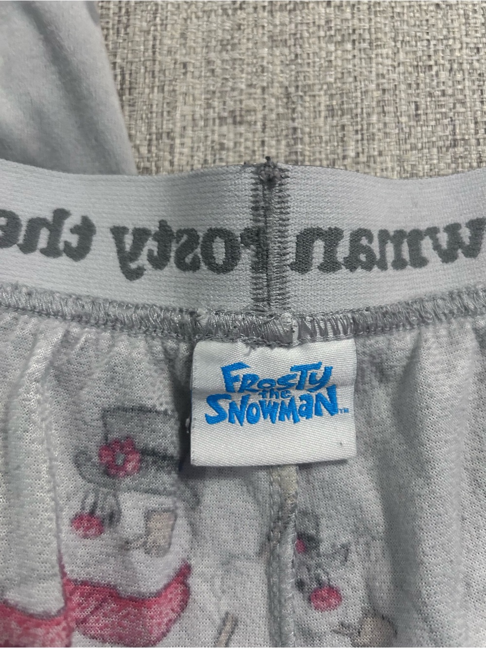 Frosty The Snowman Fleece Gray Pajama Pants with Snowman Print. Size XL - Picture 6 of 9